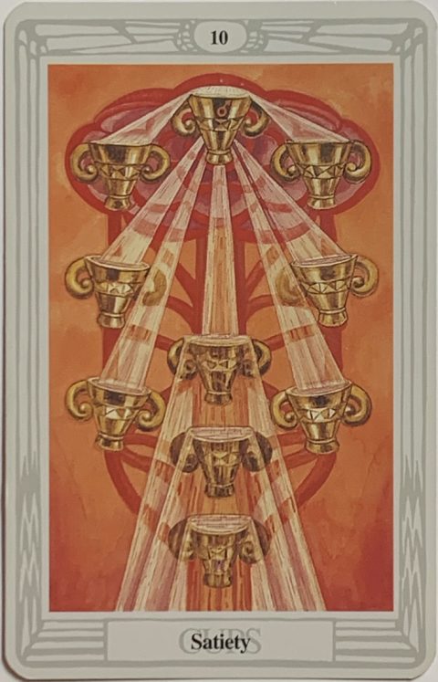 Ten of Cups tarot card representing emotional fulfillment and potential complacency