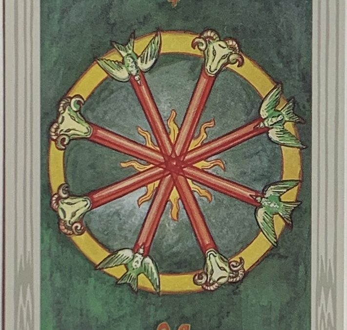 Thoth Tarot Card of the Day: Four of Wands – Celebrate Your Wins!